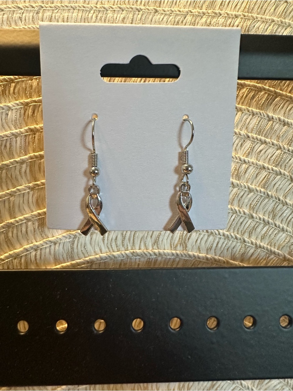 Silver Awareness Ribbon Dangle Earrings - Women Jewelry